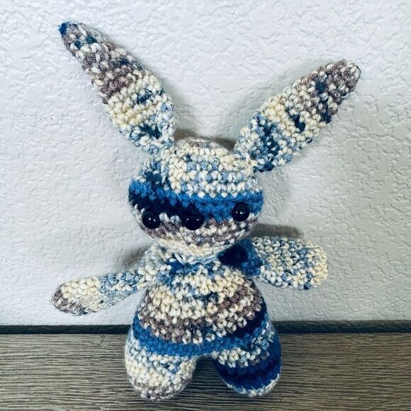 Crochet Plush Easter Bunny Rabbit Baby Boy Stuffed Animal Toy - Picture 2 of 3